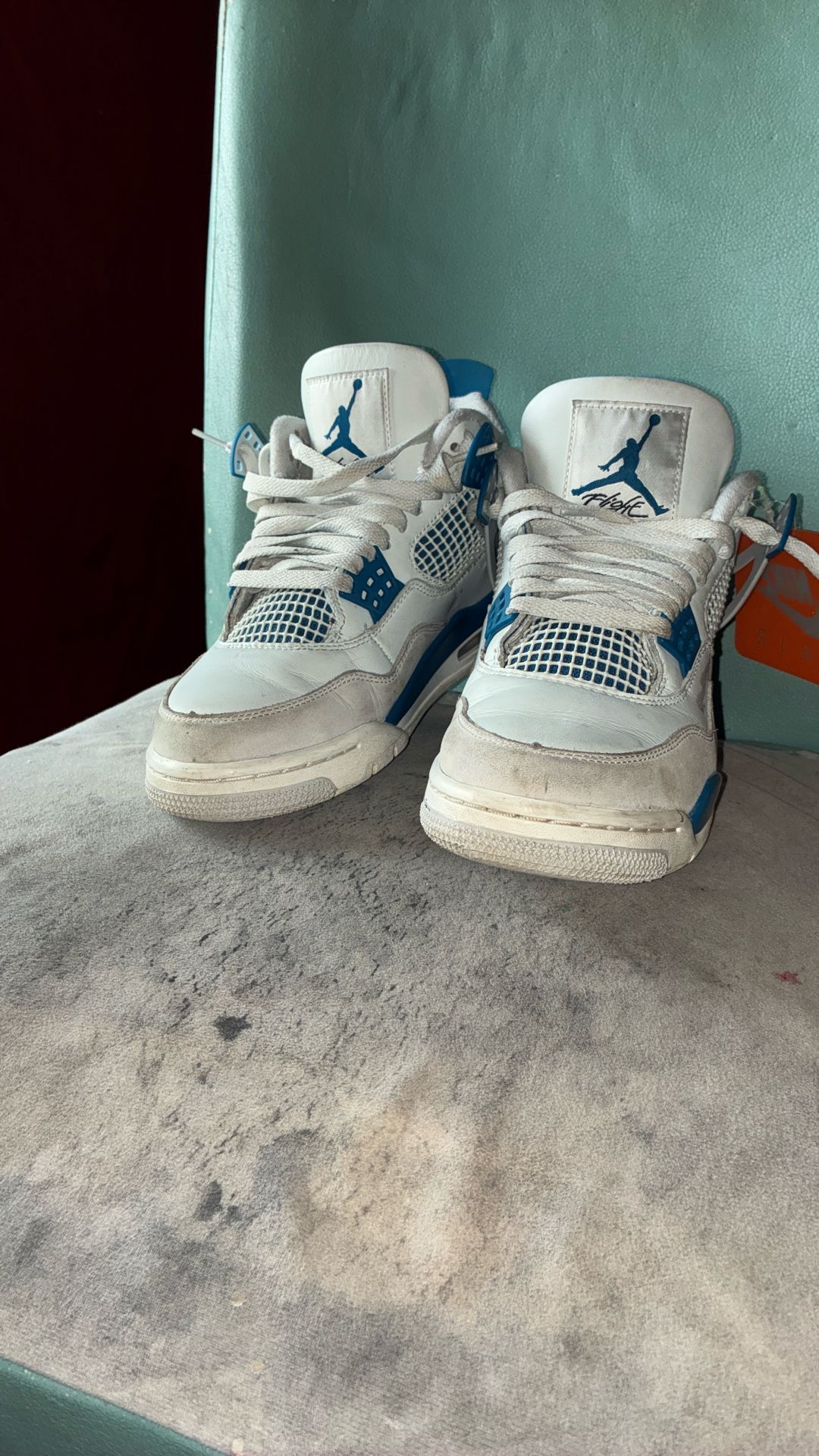 Jordan 4s white and blue