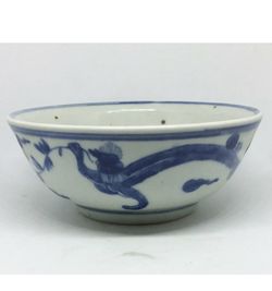 Chinese Antique Ming Dynasty Blue and White Porcelain Bowl No Mark