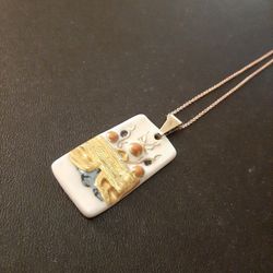 Authentic Anton Michelsen Royal Copenhagen Mid-Century Sterling Silver Necklace Porcelain 