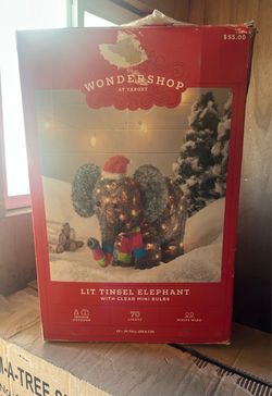 Wondershop Lit Tinsel Elephant Christmas Decoration