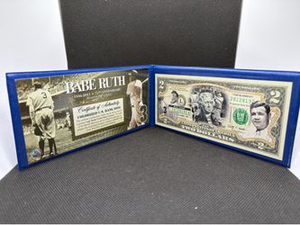 Babe Ruth Commemorative Legal Tender $2 Bill w/ COA & Display Case – Merrick Mint