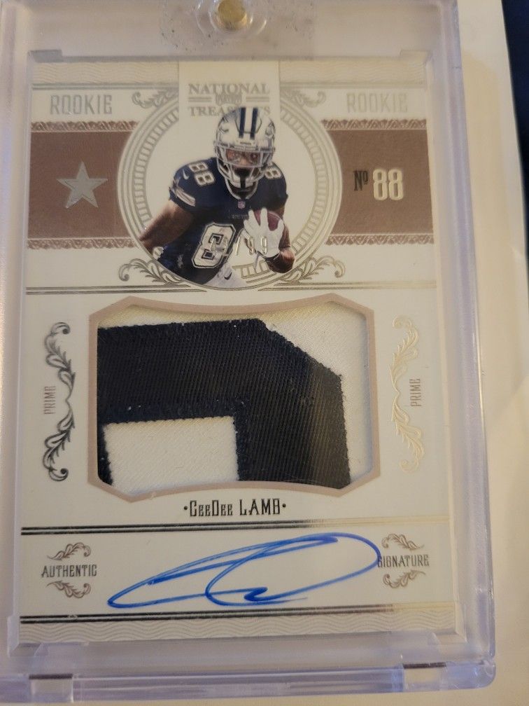 2020 National Treasures RC Rookie Patch Auto Ceedee Lamb Auto #/99