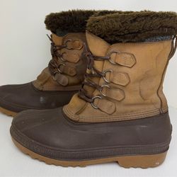 SOREL BADGER Winter Snow Boots Womens Size 10 Vintage Brown Leather Lined CANADA