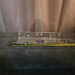 Metal & Mirrored Vanity Tray With Crystals