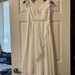 Ivory/ Tulle Girls Dress  W/ Belt - Size 10 