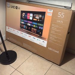 55” LG UHD AI 4K Smart TV — model UA75) 