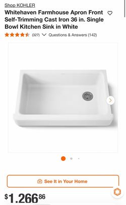 Shop KOHLER Whitehaven Farmhouse Apron Front • Self-Trimming Cast Iron 36 in. Single Bowl Kitchen Sink in White