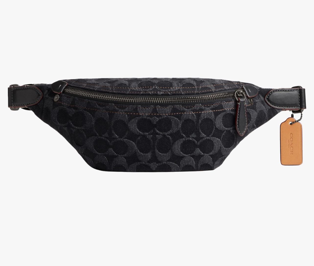 Coach Signature Black Denim Belt Bag
