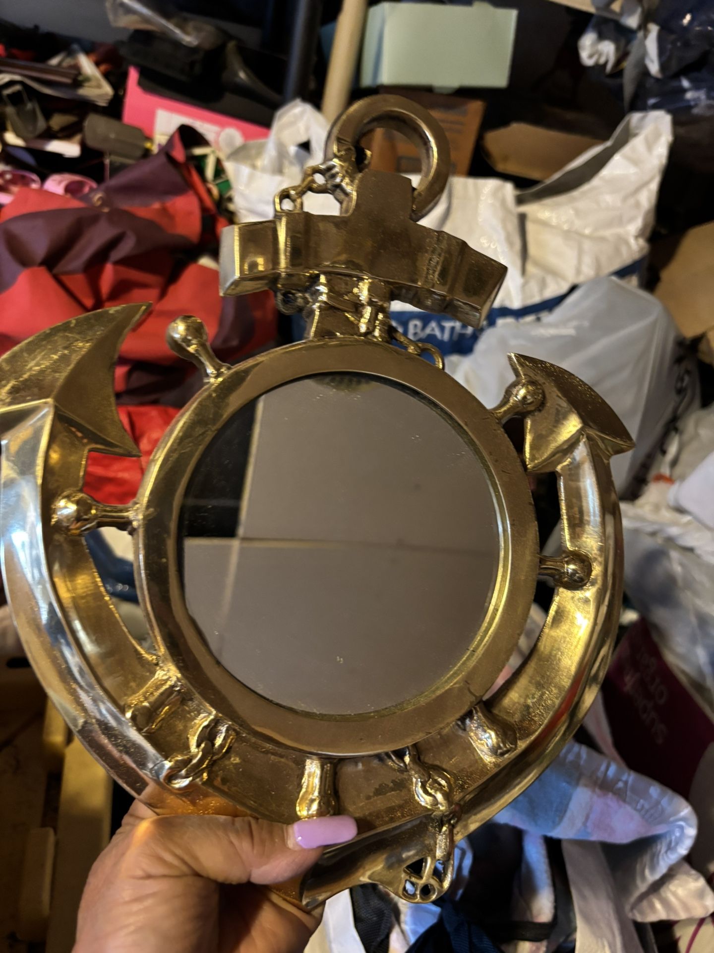 Brass nautical mirror