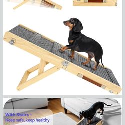 2026 Upgraded Dog Ramp for Couch, Foldable Small Dog Ramp for Sofa, 4 Adjustable Height from 13'' to 21", Portable Stable Pet Steps with Non-Slip Pad,