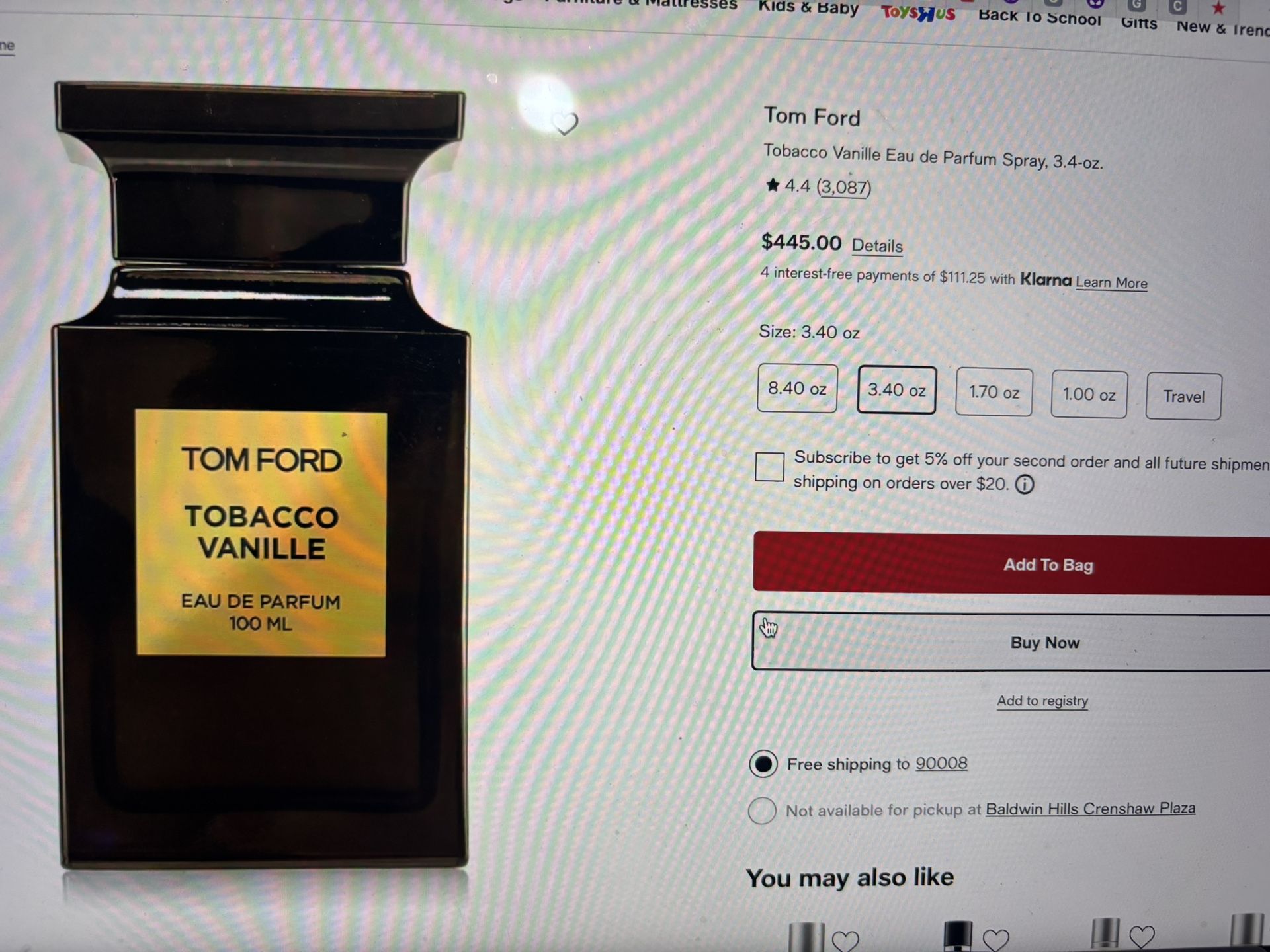 Tom Ford Tobacco Vanille Eau De Parfum 3.4 Oz 100 ML