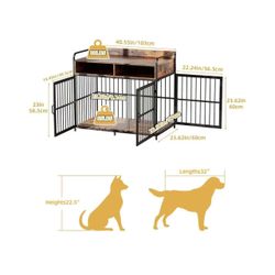 🥨Large Furniture Dog Crate, Dog Kennel Indoor, Wood Dog Cage Table with Drawers Storage, Heavy Duty Dog Crate, Jaula para Perros, Sturdy Metal, 40.5"