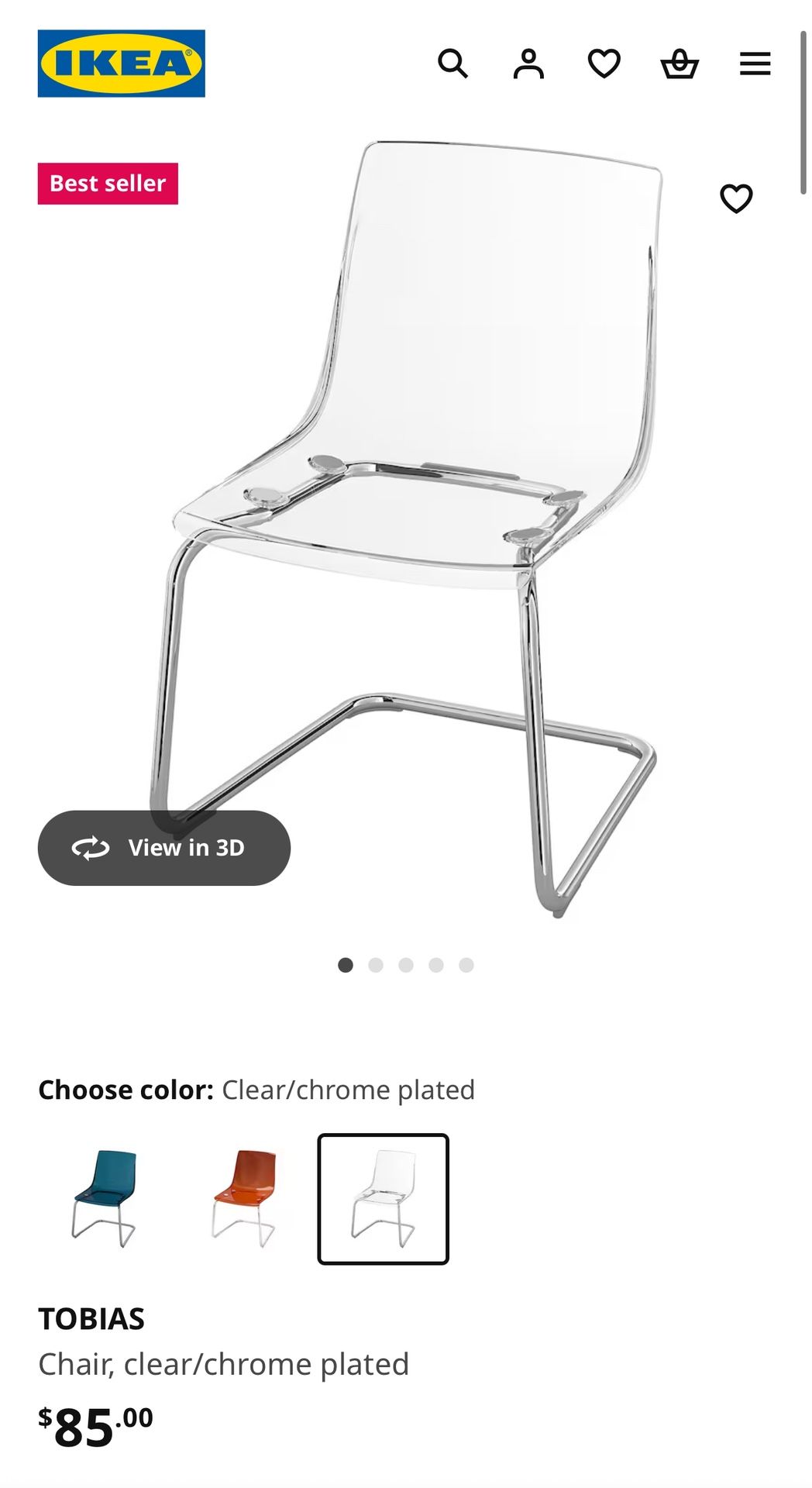 4 Tobias IKEA Clear Dining Chairs