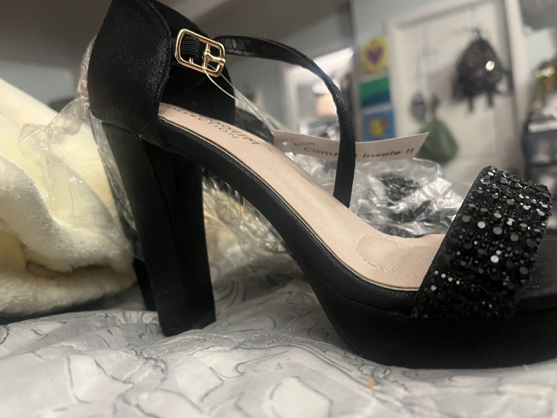 Black Heels-Gems-Strap-PROM/DANCE