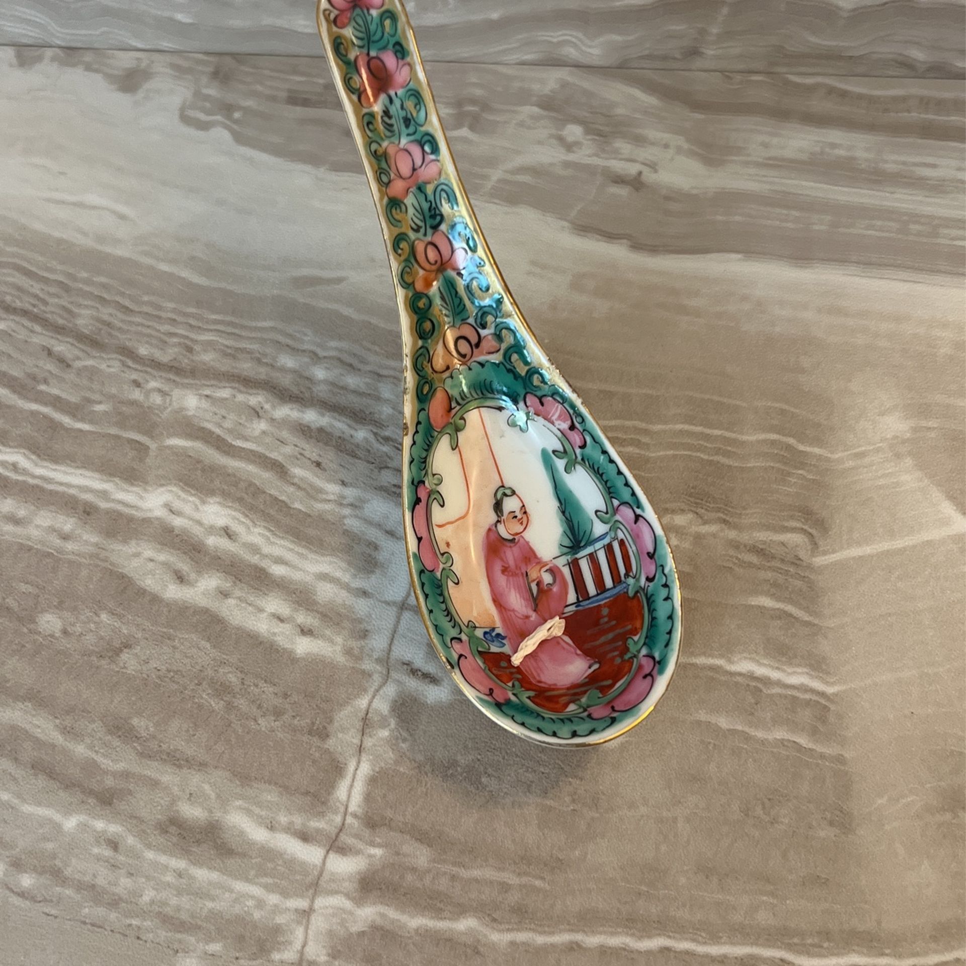 Spoon Hand Painted Antique Chinese Porcelain Made In Home Kong
