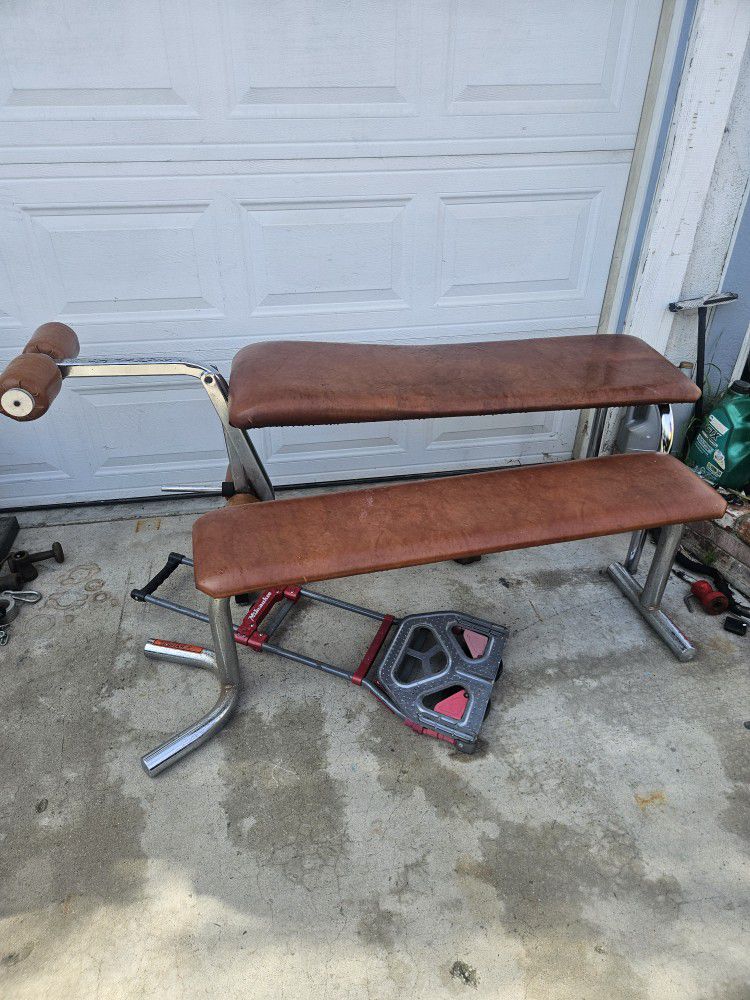 Exercise Bench For Weights One Is Flat One Is For Leg Raises 