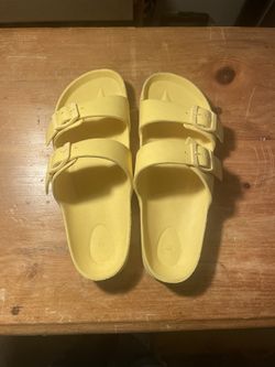 Yellow Burk style sandals #yellow #sandals