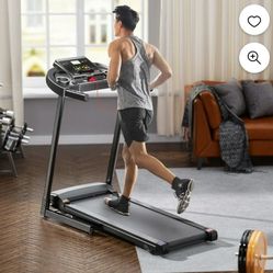 Folding Treadmill, Electric Treadmill with 41.3” x 15.7” Ultra Large Running Belt, Heart Rate Monitor, Easy Accembly, 7.5 Mph Speed for Home Gym


