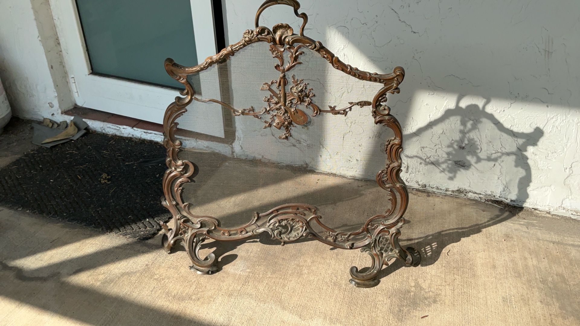 Antique French Fire Screen With Fire Guards, Paris Parisian, Shabby Chic