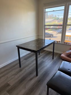 Black Marble-Top Dining Table with 4 Chairs!
