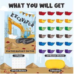 Birthday Party  Pin The Bucket On the excavator Game 
