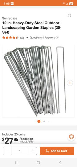 2 Packages NEW 12 in. Heavy-Duty Steel Outdoor Landscaping Garden Staples (25-Set)