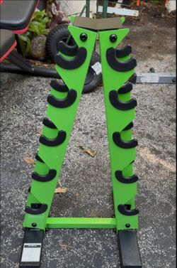 PYRAMID : 10 DUMBBELL GREEN RACK °•° Dumbbells Also Available