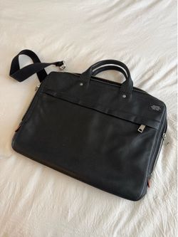 Vintage Jack Spade black leather messenger briefcase bag