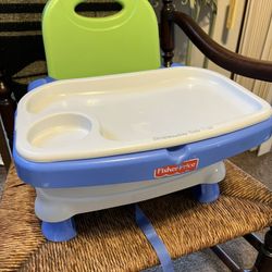 Fisher-Price Toddler Booster Seat Healthy Care Deluxe Blue Adjustable Baby Chair