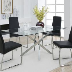 Dining Table Silver Glasstop