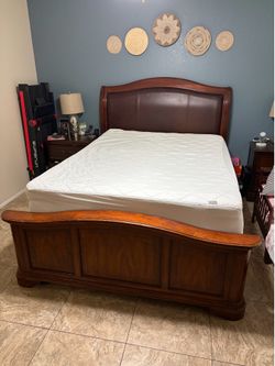Queen bed frame and mattress