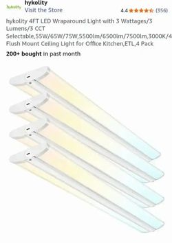 NEW-4FT LED Wraparound Light with 3 Wattages/3 Lumens/3 CCT Selectable,55W/65W/75W,5500lm/6500lm/7500lm,3000K/4000K/5000K Flush Mount Ceiling Light fo
