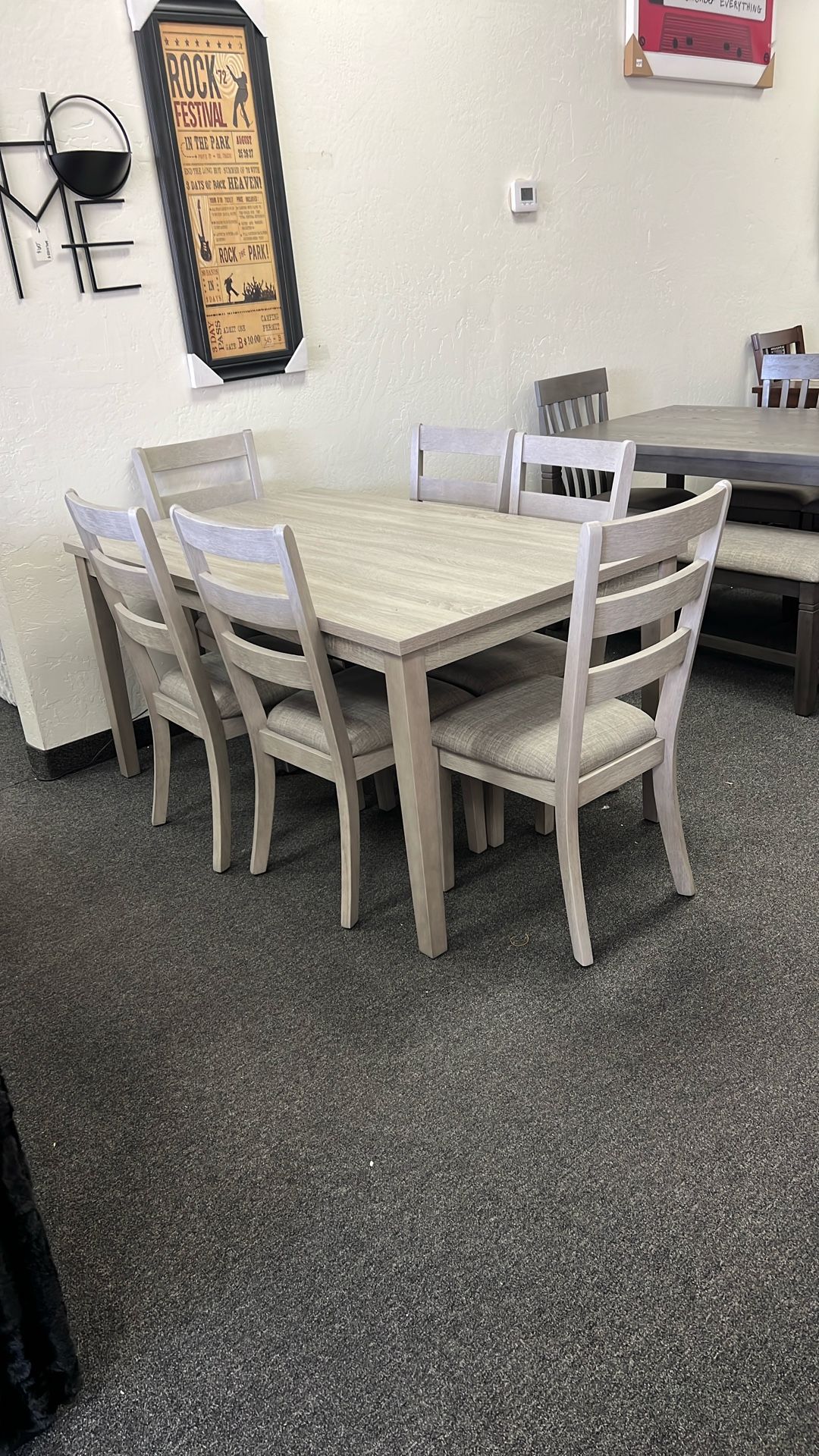 Dining Set With 6 Chairs In Light Grey