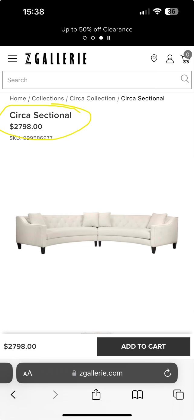 Z-Gallerie Circa Sectional 