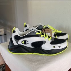 Champion Men's Sneakers Retro Black -Green/Yellow Logo Champion