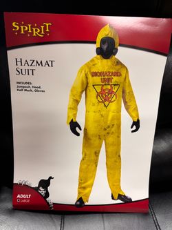 ADULT HAZMAT HALLOWEEN COSTUME - includes Jumpsuit, Hood, Gas Mask, and Gloves Bought last week for $50. Worn Once