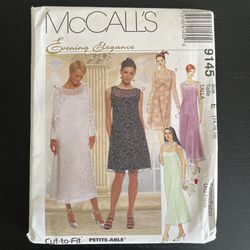 McCalls Evening Elegance Sewing Pattern 9145 Size 14 16 18 Dress Slipdress 1997