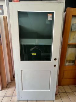 🚪 36x79 Fiberglass Half-Glass Frosted Exterior Door 🚪