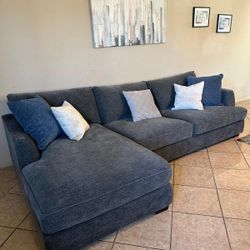 Beautiful Grey/ Blue Sectional Couch From Jerome's LIKE NEW!!
