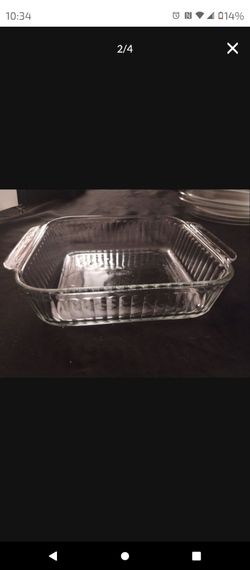 Vintage - Pyrex 222-S Ribbed Scalloped -Clear Casserole 2 QT 2L - 8x8x2 D54