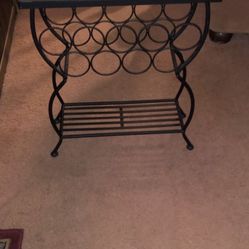 Slate top wine holder accent table.