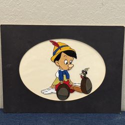 Disney Pinocchio & Jiminy Cricket Original Production Cel  Animation Art