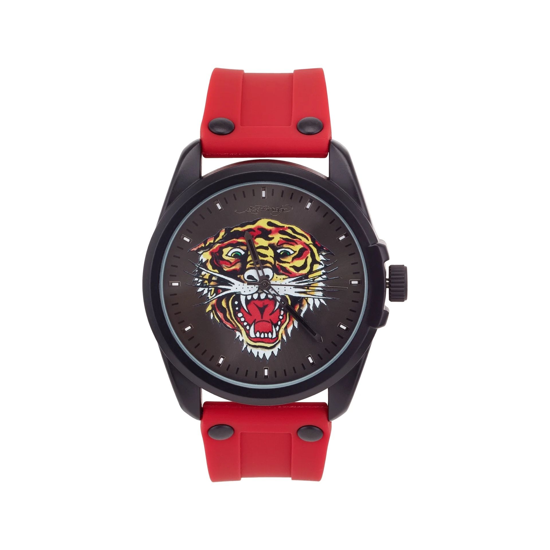 Ed Hardy Reloj de Correa de Silicona Rojo Mate para Hombre 46mm