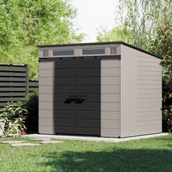 NEW Suncast Modernist 8 X 7 Dual Barn Door Storage Shed
