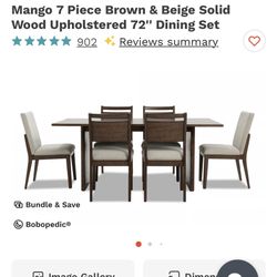 Mango 7-Piece Dining Table Set – 6 Chairs