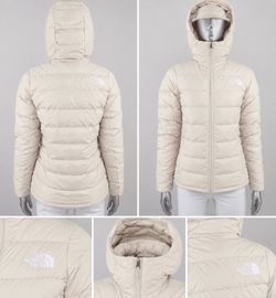 Womens The North Face Minoqua Hooded Puffer Insulated 600- Down Jacket White Dune $255