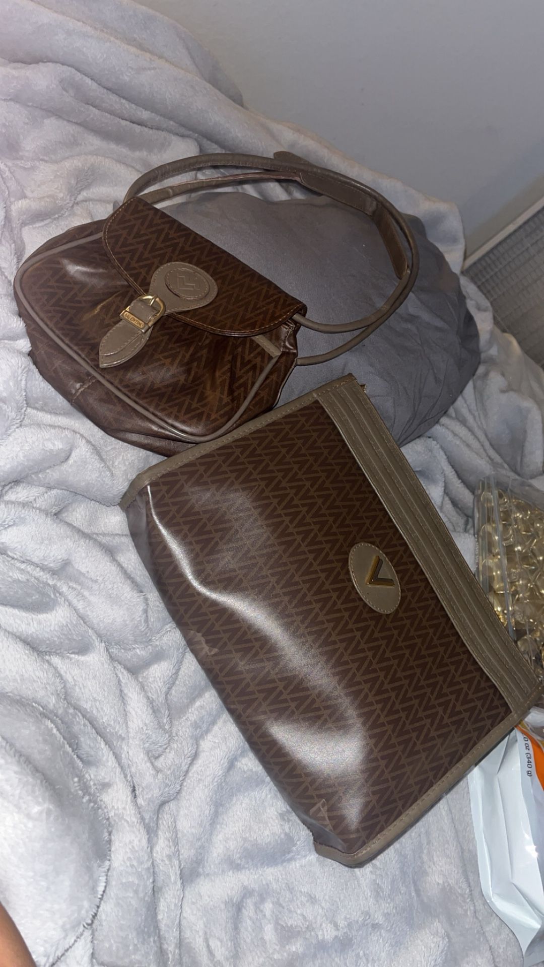 Mario Valentino Vinyl vanity case Clutch & Valentino monogram mini purse