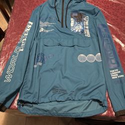 Blue Windbreaker Type Hoodie