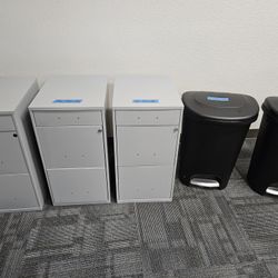 5 File Cabinets And 3 Trash Cans