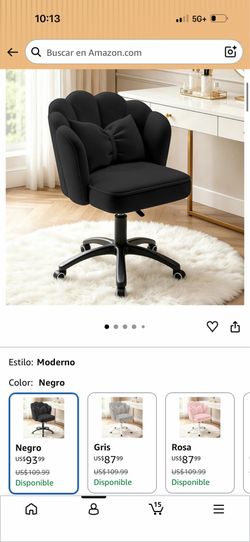 Modern Black Velvet Shell Back Swivel Desk Chair